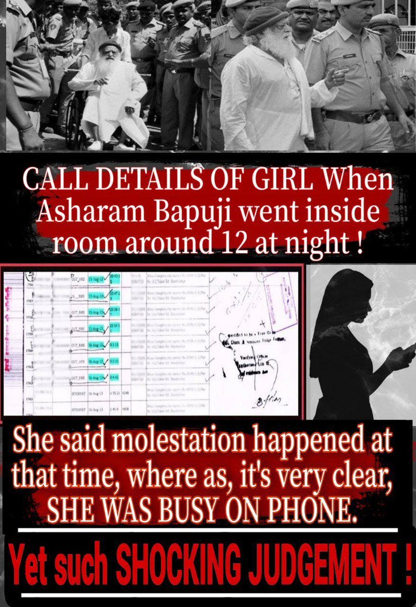 AzaadBharatOrg's tweet photo. Real Facts of Asaramji Bapu Case that reveal injustice:
*Call records were tampered with
*Original FIR was not submitted
*Age documents proved girl was adult
*Medical report showed no rape or any abuse 
All these obvious facts were ignored confirming #RoleOfMedia in conspiracy. https://t.co/oPDejnF3on