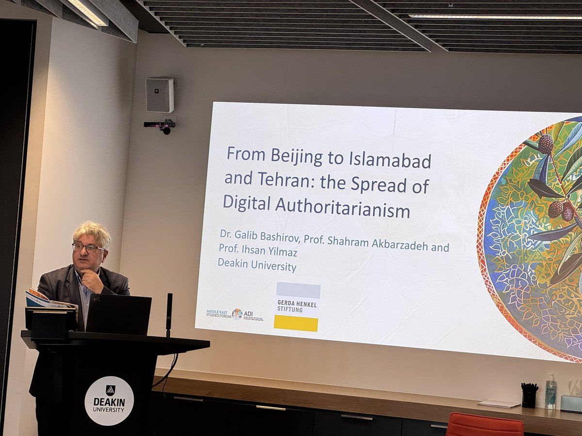 Shadi (@mrsshadisnape) on Twitter photo #DigitalAuthoritarianism at an all-time rise …
Prof. Ihsan Yilmaz, the chair of the session, presents the panel on digital authoritarianism in the Middle East & beyond funded by <a href="/HenkelStiftung/">Gerda Henkel Stiftung</a>
<a href="/ihsanylmz/">Ihsan Yilmaz, ihsanylmz.bsky.social</a>
#MESF2024
<a href="/MESF_Deakin/">Middle East Studies Forum</a>
<a href="/Deakin/">Deakin University</a>_ADI
@Deakin
@DeakinArtsEd #DigitalAuthoritarianism at an all-time rise …
Prof. Ihsan Yilmaz, the chair of the session, presents the panel on digital authoritarianism in the Middle East & beyond funded by <a href="/HenkelStiftung/">Gerda Henkel Stiftung</a>
<a href="/ihsanylmz/">Ihsan Yilmaz, ihsanylmz.bsky.social</a>
#MESF2024
<a href="/MESF_Deakin/">Middle East Studies Forum</a>
<a href="/Deakin/">Deakin University</a>_ADI
@Deakin
@DeakinArtsEd