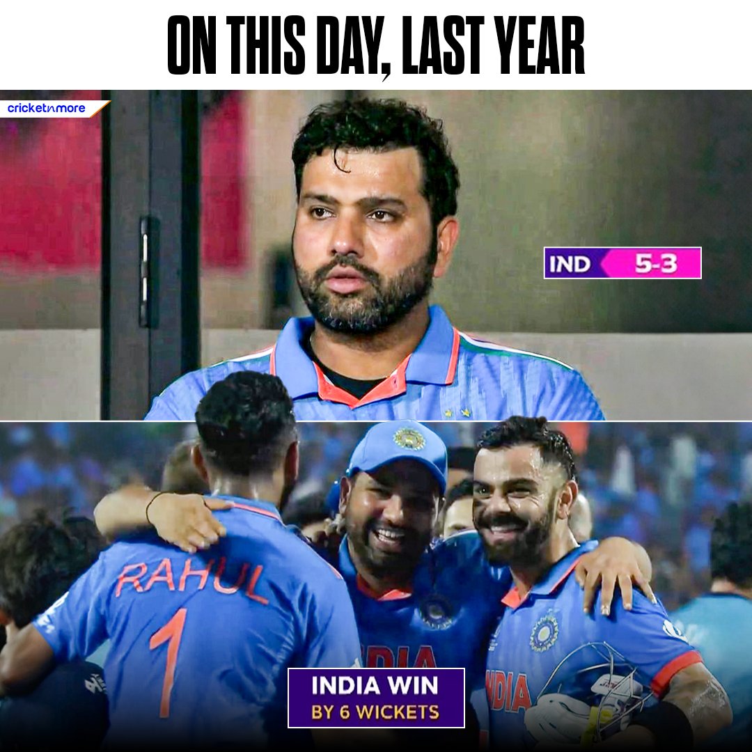 cricketnmore's tweet image. On this Day last year, India's 2023 World Cup campaign began against Australia!

Virat Kohli and KL Rahul Came in the clutch and took India to Victory from 2/3

#INDvAUS #CWC23 #WorldCup #India