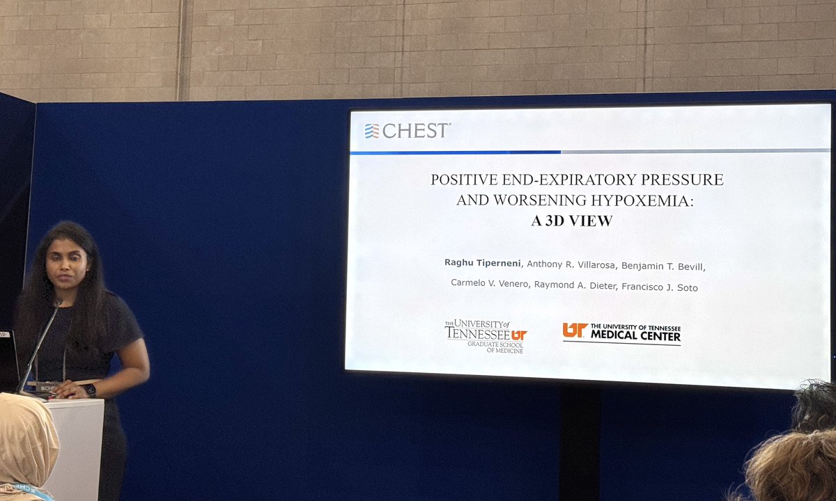 UTK_PCCM's tweet image. Great job by our second-year PCCM fellow, Dr Raghu Tiperneni.
“Positive end-expiratory pressure and worsening hypoxemia: a 3D view”