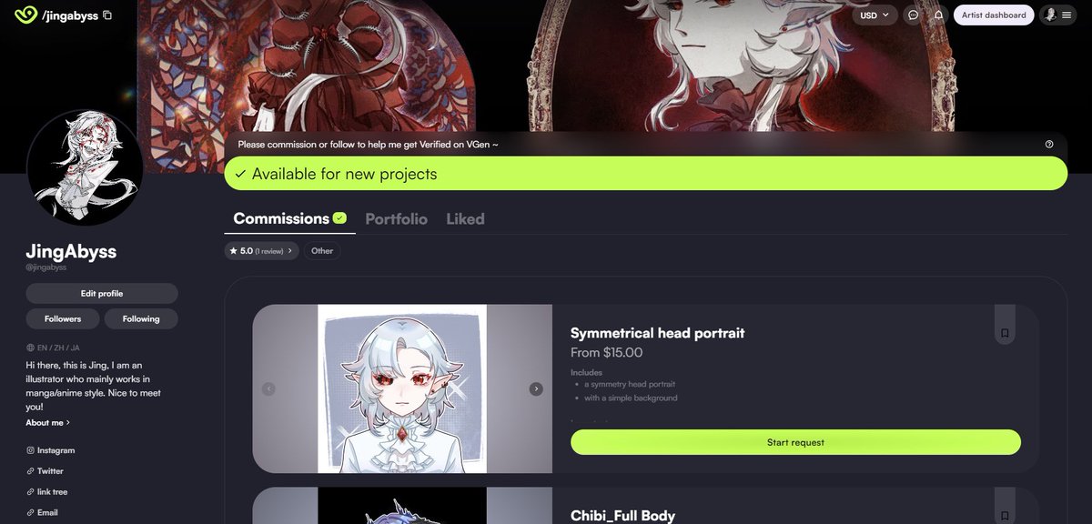 jingabyss's tweet image. Hello there! I just actived my VGen account and my commissions are opened!!!
🖤✨Link here: vgen.co/jingabyss ✨🖤
Also linked in the linktree🥹
Please contact me if you are interested. Thank you✨☺️