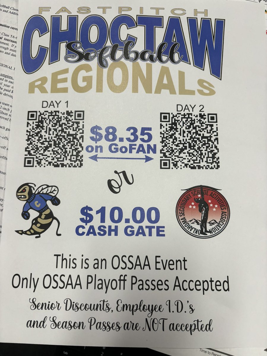 PLAYOFFS are here…. BEST time of the year!! 

1st Round … 
       vs MWC Wednesday, Oct 9th at Noon. 
Bracket is posted below for following game times! Lets pack the HIVE for regionals. 

The time is now 💍 lets go! 

<a href="/ChoctawTimes/">Choctaw Times</a> <a href="/ChoctawHSStuCo/">CHS Student Council</a> <a href="/ChoctawDNA/">Choctaw High School</a>