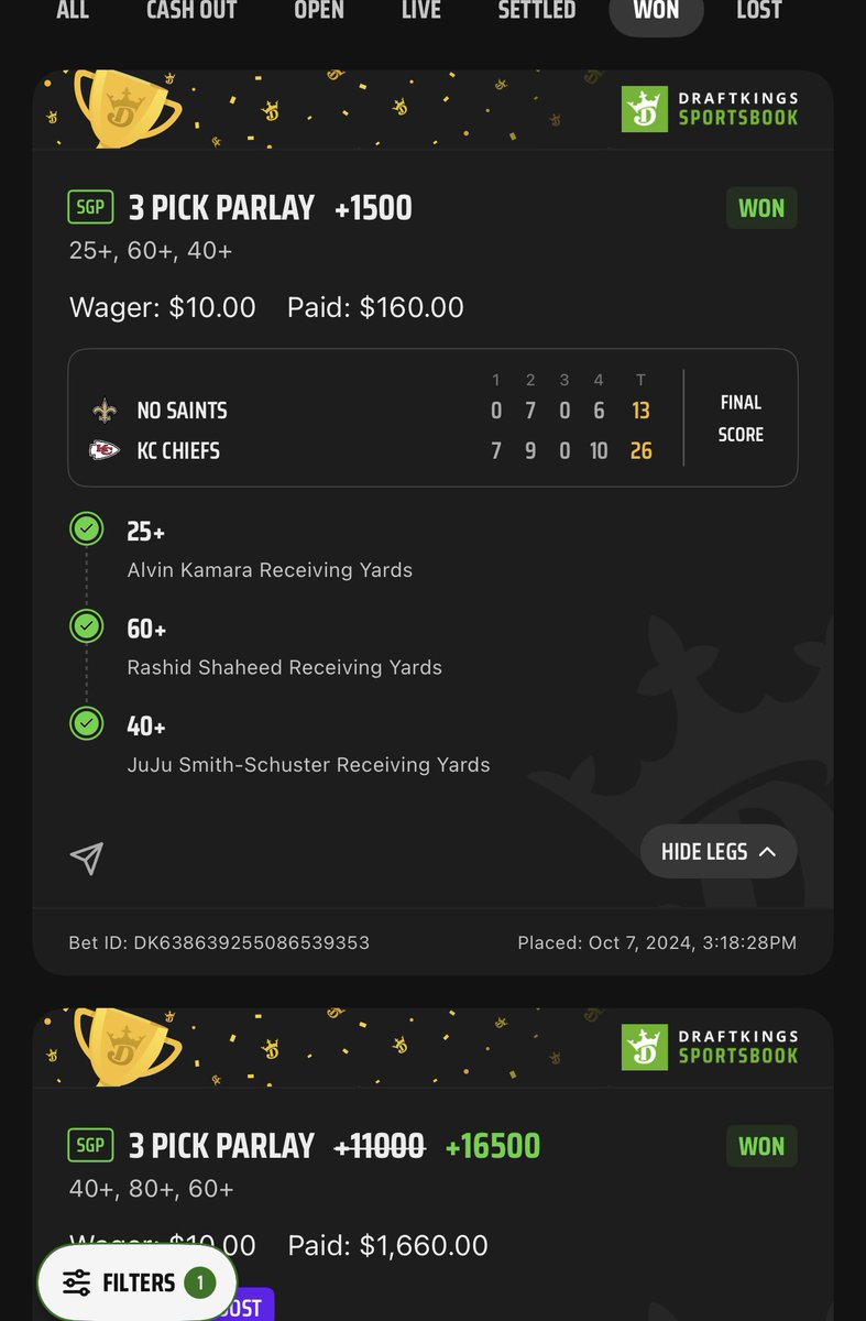 Already a 3rd profitable NFL season in a row 🫡 insane week