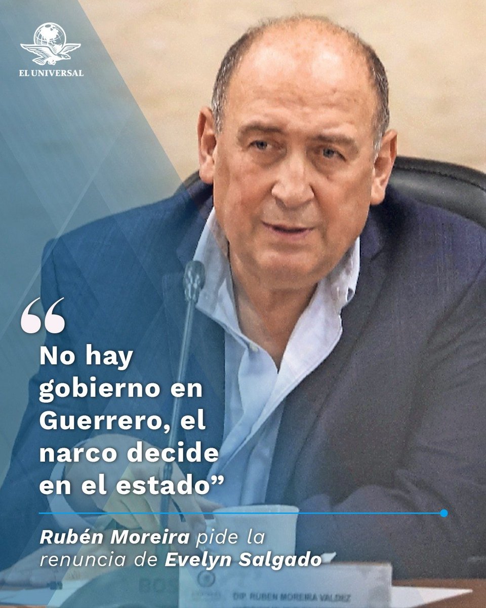 El_Universal_Mx's tweet photo. 🔴 La gobernadora de Guerrero, Evelyn Salgado, debería renunciar a su cargo porque no ejerce sus facultades, y es el crimen organizado el que manda en la entidad, afirmó el coordinador del PRI en la Cámara de Diputados, Rubén Moreira.
👉 https://t.co/qgVjOfRjHG https://t.co/yyM0mtilBY