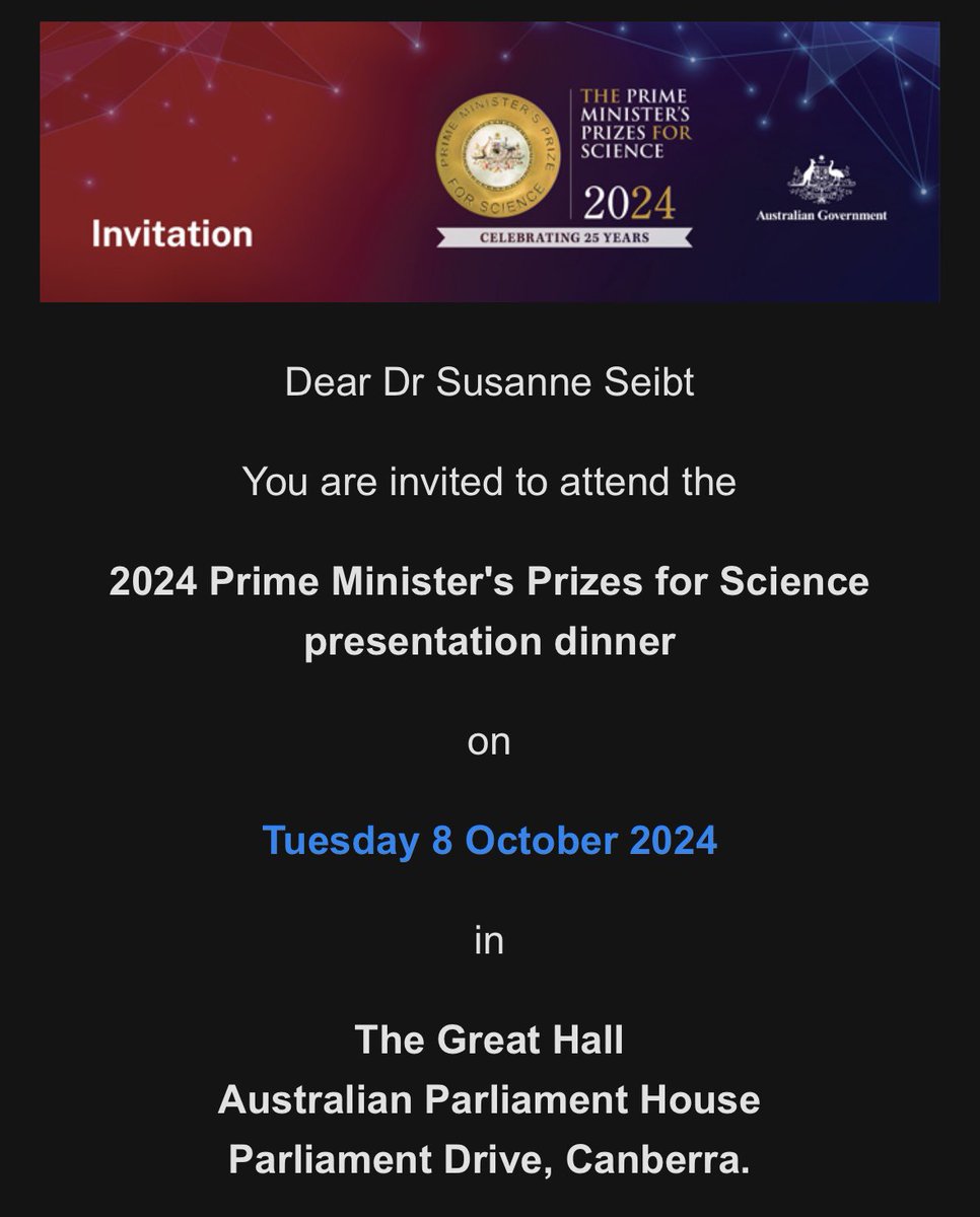Dr Susi Seibt (@nanosusi) on Twitter photo ✨ Very excited to head to Canberra today to attend the PM Prizes for Science ⭐️
🏆 These annual awards are given for outstanding achievements in scientific research, innovation and teaching.
Equally excited to reconnect with a few of my fellow #SuperstarsofSTEM 🤩 <a href="/ScienceAU/">Science & Technology Australia</a> ✨ Very excited to head to Canberra today to attend the PM Prizes for Science ⭐️
🏆 These annual awards are given for outstanding achievements in scientific research, innovation and teaching.
Equally excited to reconnect with a few of my fellow #SuperstarsofSTEM 🤩 <a href="/ScienceAU/">Science & Technology Australia</a>