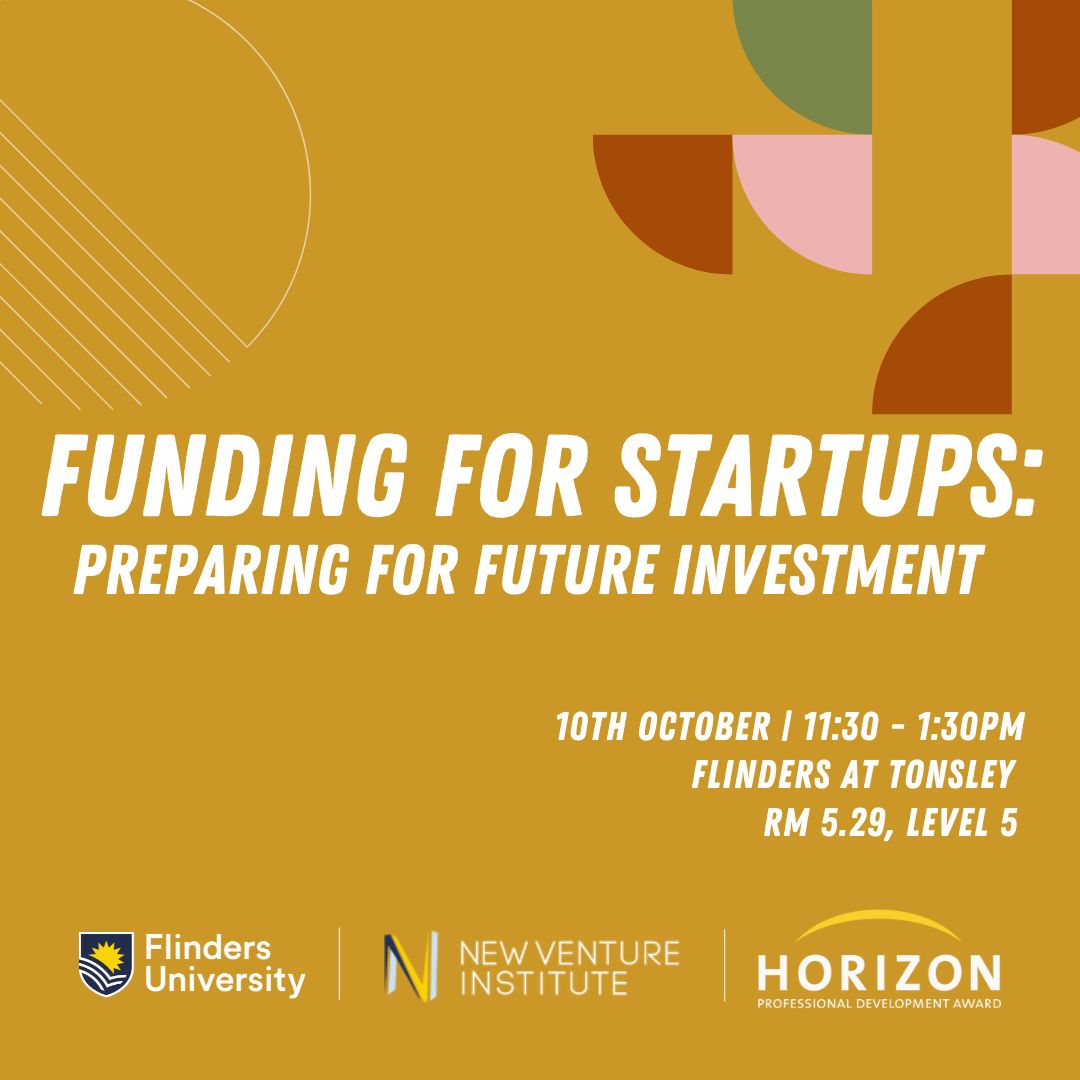 Join us at Tonsley in exploring funding opportunities for early-stage #Startups and how to prepare for future #investments.

Get insights from expert Jo Chaturvedi-Durant, followed by a Q&amp;A session and networking.

Register Here: eventbrite.com.au/e/funding-opti…

<a href="/CityofMarion/">City of Marion</a> <a href="/Flinders/">Flinders University</a>