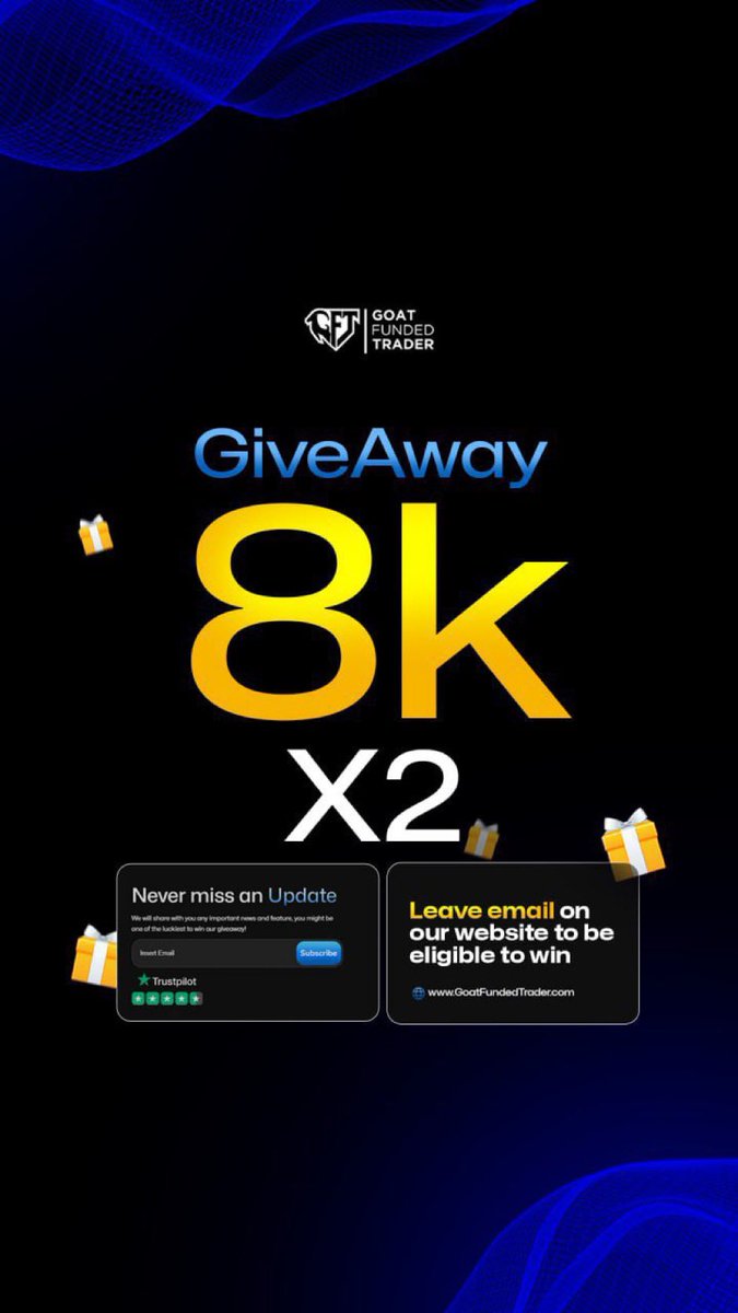 Daniyoungfx's tweet image. 🚨 Giveaway Alert 🚨 

2x $8k up for grabs🐐🐐

Follow rules below to enter and be eligible:

✅Follow: @GoatFunded @EdwardXLreal @Daniyoungfx

✅Like, repost and tag 3 friends 

✅ Winners on Saturday🤝