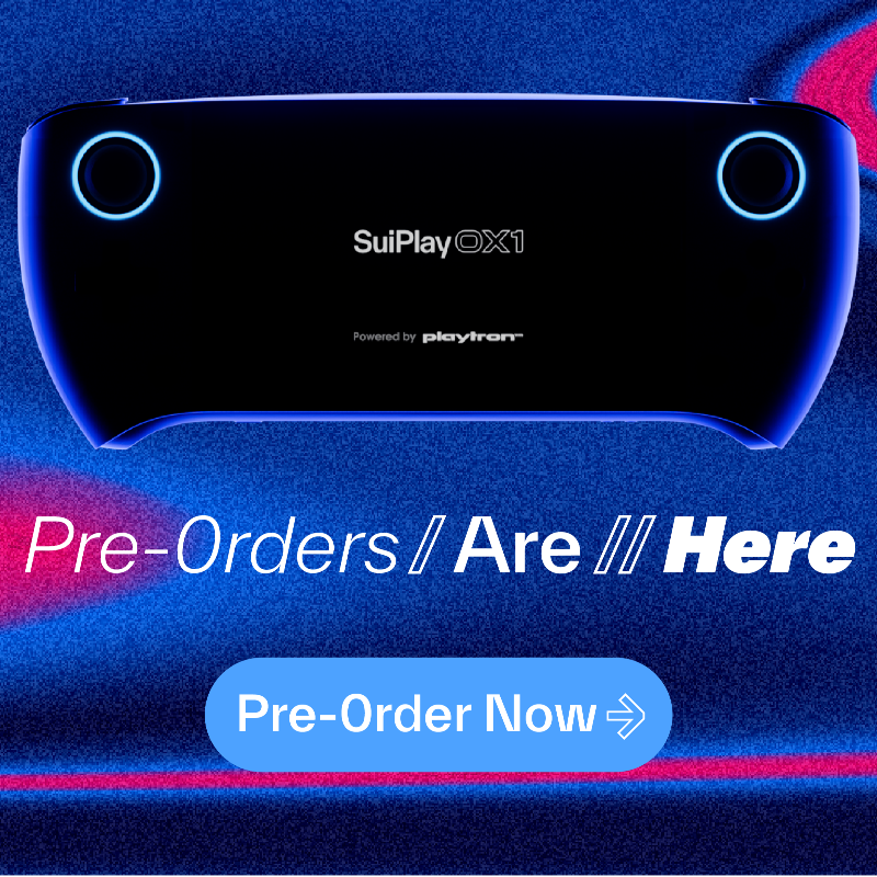 SuiPlay's tweet photo. Ready to level up your gaming experience?

Play your PC faves and new AAA titles on the first Web3-native handheld gaming device 🎮

Pre-order your #SuiPlay0X1 now: https://t.co/Gp7BIth6ks