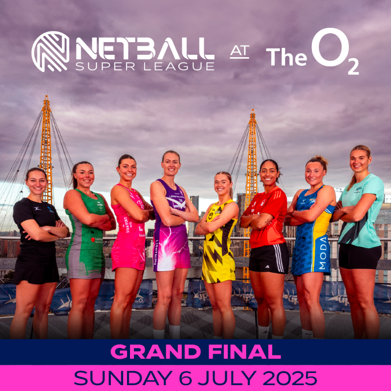 NetballSL's tweet photo. Exciting news incoming! The Netball Super League Grand Final is set for the @TheO2 on Sunday 6 July 🏐✨

Get ready for a fantastic season as all eight clubs’ journey on the road to the iconic O2 to be crowned Netball Super League champions 🏆 

Click to read more 👇

#NSL2025