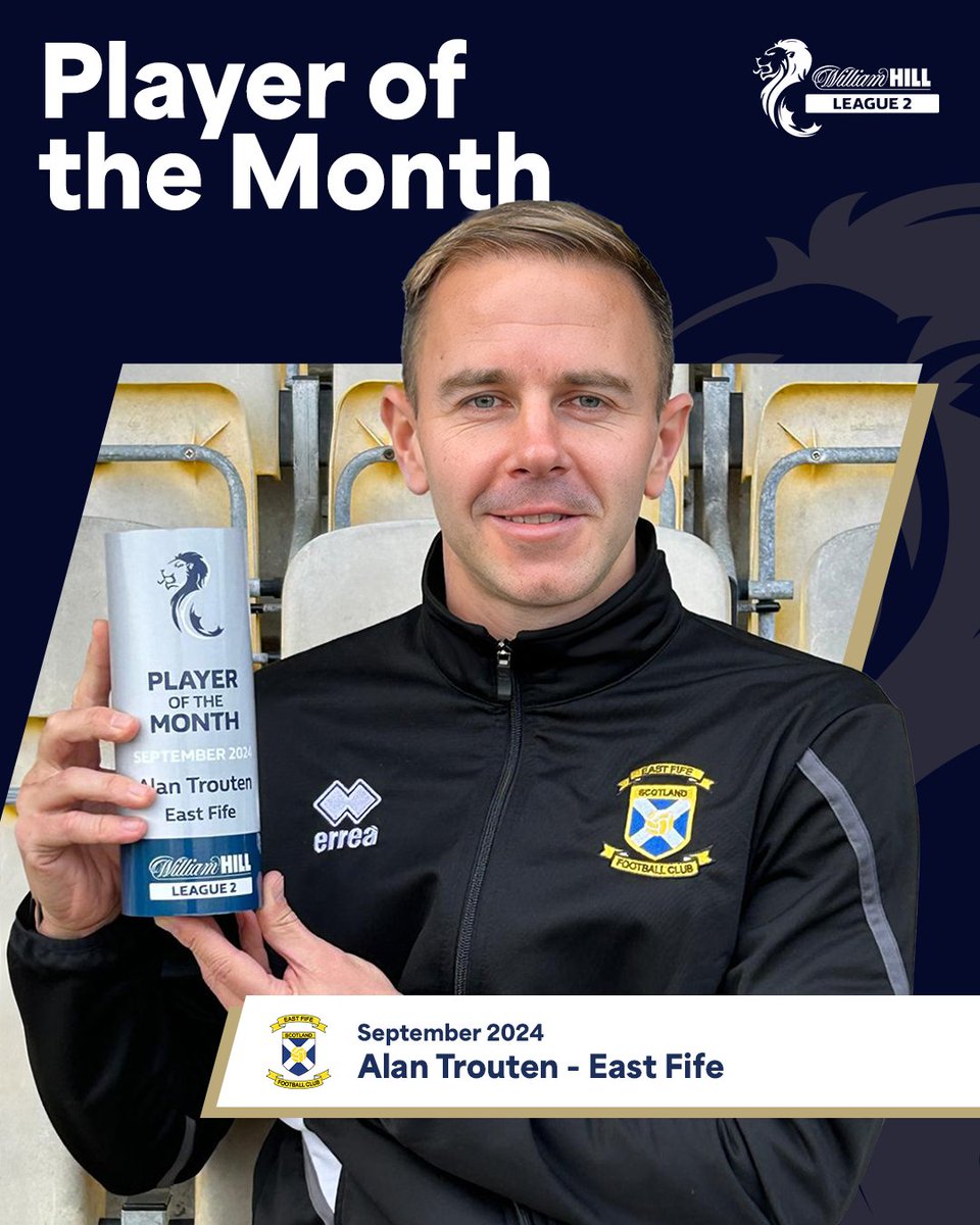 SPFL (@spfl) on Twitter photo Congratulations to <a href="/EastFifeFC/">East Fife FC</a>'s Alan Trouten, who has been presented with the <a href="/WilliamHill/">William Hill</a> League 2 Player of the Month award for September! ๐ Congratulations to <a href="/EastFifeFC/">East Fife FC</a>'s Alan Trouten, who has been presented with the <a href="/WilliamHill/">William Hill</a> League 2 Player of the Month award for September! ๐