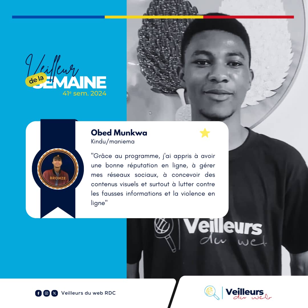 veilleursduweb's tweet photo. Obed MUNKWA est notre veilleur du web de la semaine, un jeune ambitieux et objectif 💪

Lis son histoire via ce lien 👇
https://t.co/bOPP3Cf399 https://t.co/XLiy19H8U1