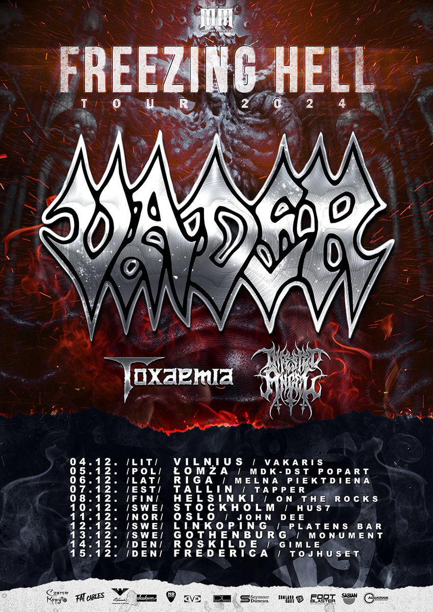 ArtGatesRecords's tweet image. The UK’s black death metal force @InfestedA joins @vaderband  on the Freezing Hell Tour 2024!💀🤘Catch them in 11 cities with Toxaemia!

🎟️ Tickets on sale! Follow Massive Music for updates.

🎧 Stream: open.spotify.com/intl-es/artist…

#FreezingHellTour2024 #InfestedAngel #Vader