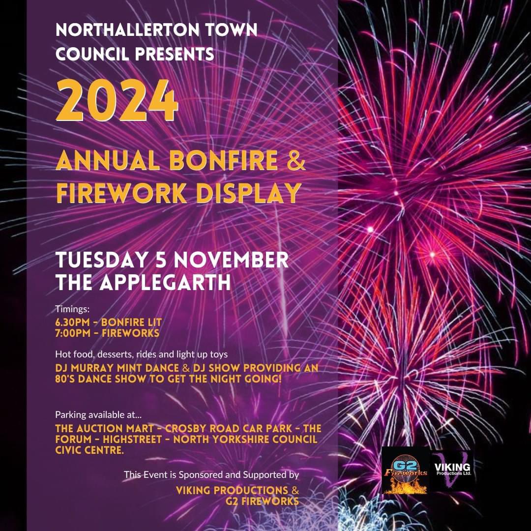 We will be supporting this well loved annual event which is FREE but collection buckets are available if you are able to donate! Please look out for us🌭🔥👀
#NorthallertonTownCouncil
#BonfireNight
#Rotary