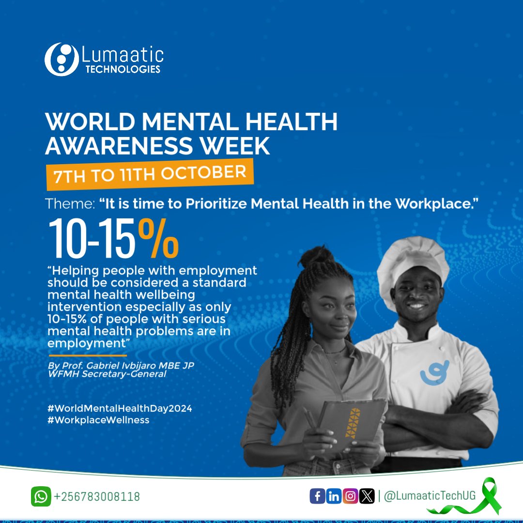 Lumaatic Technologies (@lumaatictechug) on Twitter photo <a href="/RobinInnocentJr/">Innocent Jr Robin 🇺🇬🇷🇼🇨🇻 The Hulk</a> <a href="/AbasBwana/">Abass Bwanaheri</a> <a href="/PG_Uganda/">Pearl Generation Uganda #DreamMakers</a> <a href="/SisiCompanions/">Sisi</a> <a href="/lumaatic/">#MakingTechWork4U</a> Unemployed individuals tend to suffer from severe mental health issues; create opportunities and share with your loved ones.
#WorldMentalHealthDay2024 #WorkplaceWellness <a href="/RobinInnocentJr/">Innocent Jr Robin 🇺🇬🇷🇼🇨🇻 The Hulk</a> <a href="/AbasBwana/">Abass Bwanaheri</a> <a href="/PG_Uganda/">Pearl Generation Uganda #DreamMakers</a> <a href="/SisiCompanions/">Sisi</a> <a href="/lumaatic/">#MakingTechWork4U</a> Unemployed individuals tend to suffer from severe mental health issues; create opportunities and share with your loved ones.
#WorldMentalHealthDay2024 #WorkplaceWellness