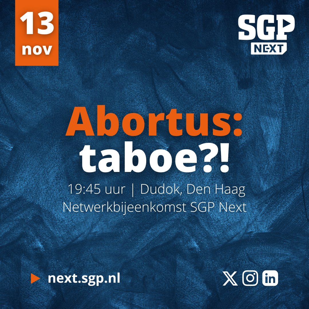 SGP_Next's tweet image. In de @weekvanhetleven organiseert SGP Next een bijeenkomst over abortus. Met @chris_stoffer (fractievoorzitter SGP), Bonicia Reijke (raakte zelf onbedoeld zwanger) en Anita (waakster bij abortusklinieken). Meld je nu aan next.sgp.nl/actueel/agenda….