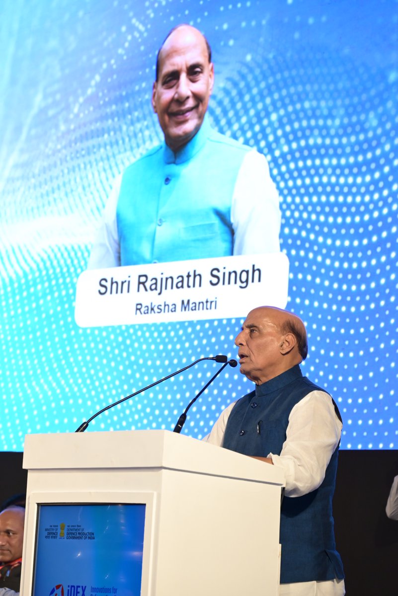 India_iDEX's tweet image. #DefConnect has become a key platform for recognising &amp;amp; encouraging innovations in India&apos;s defence ecosystem, led by #iDEX. 
It has played a commendable role in fostering a culture of innovation: Hon&apos;ble Raksha Mantri Sh. @rajnathsingh during his address at #Defconnect 4.0