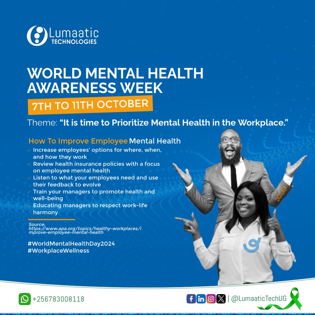 Lumaatic Technologies (@lumaatictechug) on Twitter photo <a href="/RobinInnocentJr/">Innocent Jr Robin 🇺🇬🇷🇼🇨🇻 The Hulk</a> <a href="/AbasBwana/">Abass Bwanaheri</a> <a href="/PG_Uganda/">Pearl Generation Uganda #DreamMakers</a> <a href="/SisiCompanions/">Sisi</a> <a href="/lumaatic/">#MakingTechWork4U</a> <a href="/PeshAhumuza/">Ms. Ahumuza ✨</a> <a href="/WHO/">World Health Organization (WHO)</a> How can you make your workplace a safer place?
Her are some of he tips: pick a leaf!
#WorldMentalHealthDay2024 #WorkplaceWellness <a href="/RobinInnocentJr/">Innocent Jr Robin 🇺🇬🇷🇼🇨🇻 The Hulk</a> <a href="/AbasBwana/">Abass Bwanaheri</a> <a href="/PG_Uganda/">Pearl Generation Uganda #DreamMakers</a> <a href="/SisiCompanions/">Sisi</a> <a href="/lumaatic/">#MakingTechWork4U</a> <a href="/PeshAhumuza/">Ms. Ahumuza ✨</a> <a href="/WHO/">World Health Organization (WHO)</a> How can you make your workplace a safer place?
Her are some of he tips: pick a leaf!
#WorldMentalHealthDay2024 #WorkplaceWellness
