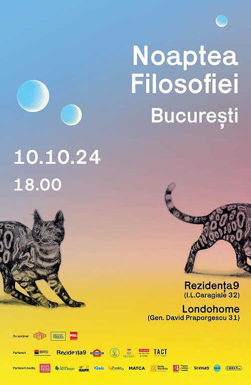 Nume importante ale filosofiei din Franța 🇫🇷 și România 🇷🇴 susțin dezbateri publice, în tradiția gânditorilor greci ai Agorei, joi, de la ora 18.00 până spre miezul nopții, în cadrul evenimentului Noaptea Filosofiei. Programul aici: t.ly/rcmrw