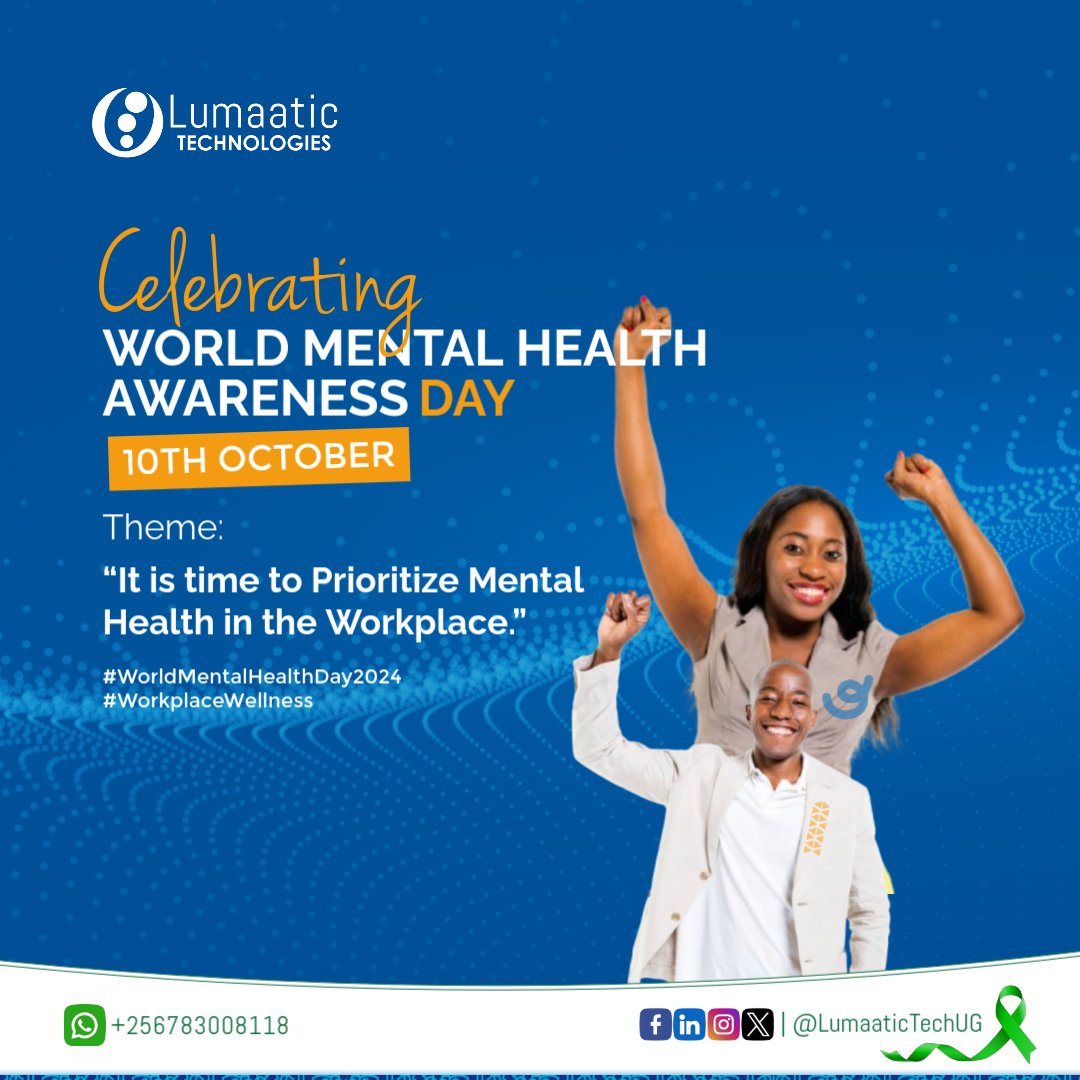 Lumaatic Technologies (@lumaatictechug) on Twitter photo <a href="/RobinInnocentJr/">Innocent Jr Robin 🇺🇬🇷🇼🇨🇻 The Hulk</a> <a href="/AbasBwana/">Abass Bwanaheri</a> <a href="/PG_Uganda/">Pearl Generation Uganda #DreamMakers</a> <a href="/SisiCompanions/">Sisi</a> <a href="/lumaatic/">#MakingTechWork4U</a> <a href="/PeshAhumuza/">Ms. Ahumuza ✨</a> <a href="/WHO/">World Health Organization (WHO)</a> <a href="/mwesigwais/">Generous Joan Asaba Isa ACIM</a> We join the world in commemorating the #WorldMentalHealthDay, at #LumaaticTechUG we believe that #MentalHealth should always be prioritized!
Make work places safer 🌟
#WorldMentalHealthDay2024 #WorkplaceWellness <a href="/RobinInnocentJr/">Innocent Jr Robin 🇺🇬🇷🇼🇨🇻 The Hulk</a> <a href="/AbasBwana/">Abass Bwanaheri</a> <a href="/PG_Uganda/">Pearl Generation Uganda #DreamMakers</a> <a href="/SisiCompanions/">Sisi</a> <a href="/lumaatic/">#MakingTechWork4U</a> <a href="/PeshAhumuza/">Ms. Ahumuza ✨</a> <a href="/WHO/">World Health Organization (WHO)</a> <a href="/mwesigwais/">Generous Joan Asaba Isa ACIM</a> We join the world in commemorating the #WorldMentalHealthDay, at #LumaaticTechUG we believe that #MentalHealth should always be prioritized!
Make work places safer 🌟
#WorldMentalHealthDay2024 #WorkplaceWellness