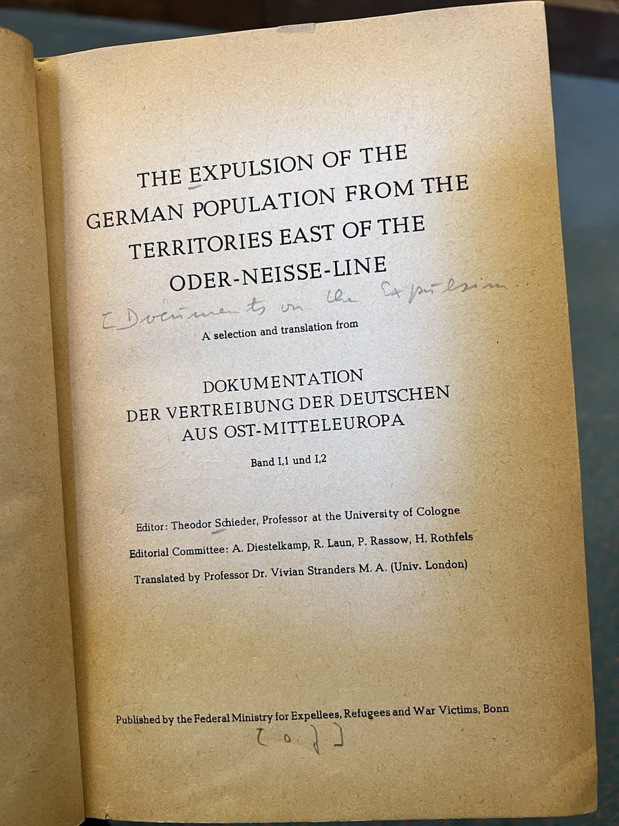Just had a quick Look in the English translation of selections from the West German state published multi volume history of the expulsion of Germans from Eastern Europe after WW2, and decided tk check out who the translator had been…