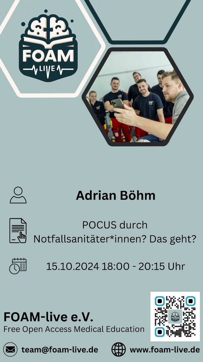 Prehospital Pocus Project DRK Fulda 🚑🦋 (@drk_fuldapocus) on Twitter photo Ihr wollt mehr hören über #POCUS durch Notfallsanitäter:innen?
Unser <a href="/AdrianBoehm/">Adrian Böhm</a> wird dazu ein paar Worte verlieren!
Ihr wollt selber POCUS lernen? Wir bieten den Kurs, der Teil des Projekts ist auch offen an.
pocus-project.de
🚑🦋 Ihr wollt mehr hören über #POCUS durch Notfallsanitäter:innen?
Unser <a href="/AdrianBoehm/">Adrian Böhm</a> wird dazu ein paar Worte verlieren!
Ihr wollt selber POCUS lernen? Wir bieten den Kurs, der Teil des Projekts ist auch offen an.
pocus-project.de
🚑🦋