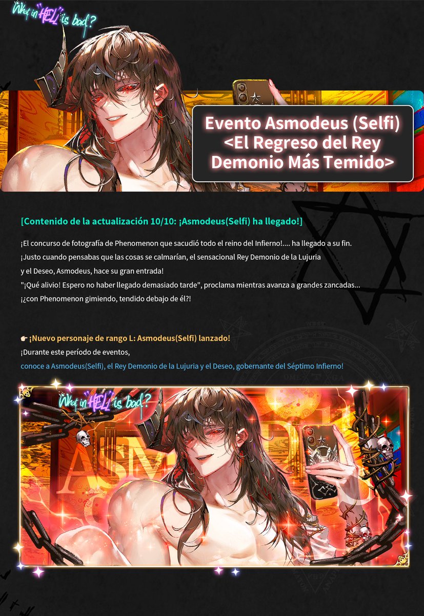 Prettybusy_KR's tweet photo. 😈Asmodeus (Selfie) Event <The Return of Most Dreaded Devil King>✡️

😈Evento Asmodeus (Selfi) <El Regreso del Rey Demonio Más Temido>✡️

#Whatinhellisbad? #WHB https://t.co/KeFfHG7YPJ
