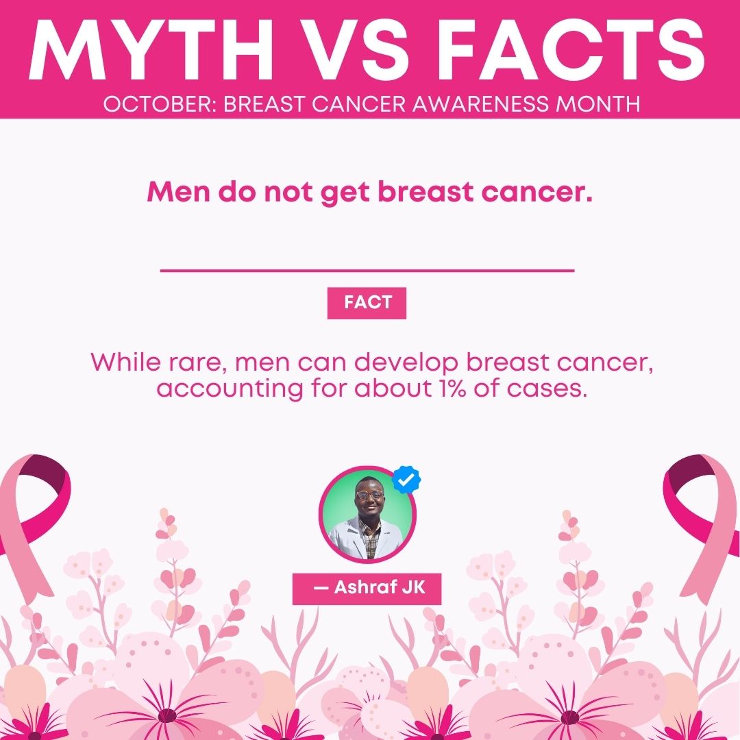 Ashrafkilande's tweet photo. MYTH VS FACTS // OCTOBER: BREAST CANCER AWARENESS MONTH #PinkOct #AshrafJK #Pharmadawa https://t.co/64gexuBNz8