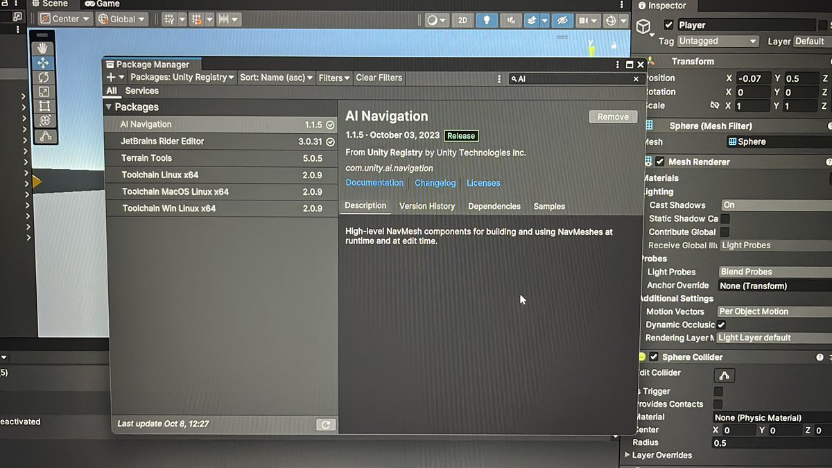 applJaxk's tweet photo. Day 03
#17DaysLeft
مساء الخير،
اليوم سويت النصوص وبديت أشتغل 
على الـAI Navigation وهو عبارة عن التحكم بالشخصيات الجانبية في اللعبة أو الـ(NPCs) 

قبل أوصل هنا كنت أحسبهم يسوون تركيب لبرنامج مكتوب ببايثون بس طلع الباكج موجود في المحرك 🤝 

#UnityLoopers https://t.co/l5L4f39krs