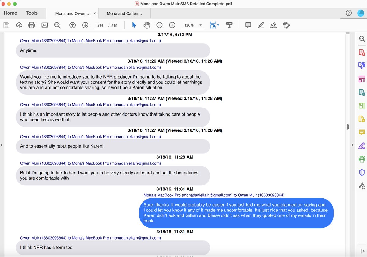 estherkhaddad's tweet photo. #ScottMuirMD asked Mona to be interviewed & to show some texts (screenshot below) - from SMS exchange with both doctors' texts to a journalist which was fine to be published publicly.
#grief #childloss #justice4mona #bereavement https://t.co/weUtXspiAv