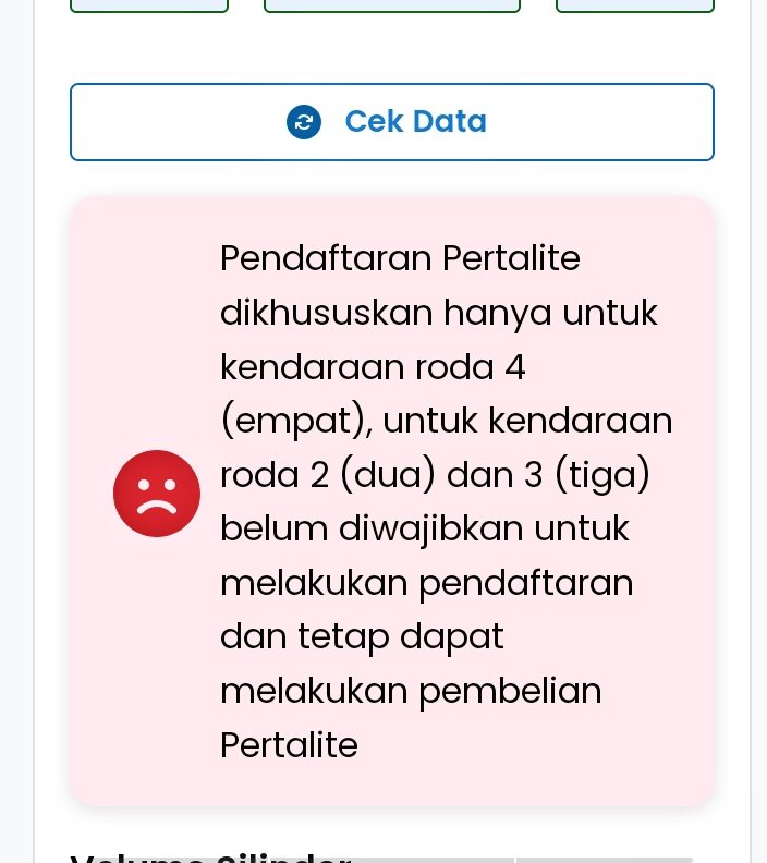 Selamat siang <a href="/NTMCLantasPolri/">KorlantasPolri.Ntmc</a> saya ingin menanyakan Terkait pembuatan barcode subsiditepat mypertamia. Dalam pembuatan code saya tidak bisa memilih jenis roda kendaraan, pihak pertamia menyarankan untuk menghubungi <a href="/NTMCLantasPolri/">KorlantasPolri.Ntmc</a> untuk merubah data kendaraan saya. Bantu min