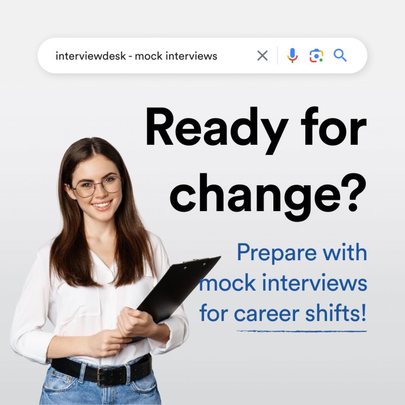 interview_desk's tweet image. Embrace transformation with confidence! 🚀

Ready for a career shift? Hone your skills with our Mock Interviews and gain the edge you need for your professional journey.

#CareerShift #InterviewPrep #InterviewDesk #MockInterviews #CareerGrowth #SkillHoning #InterviewSuccess