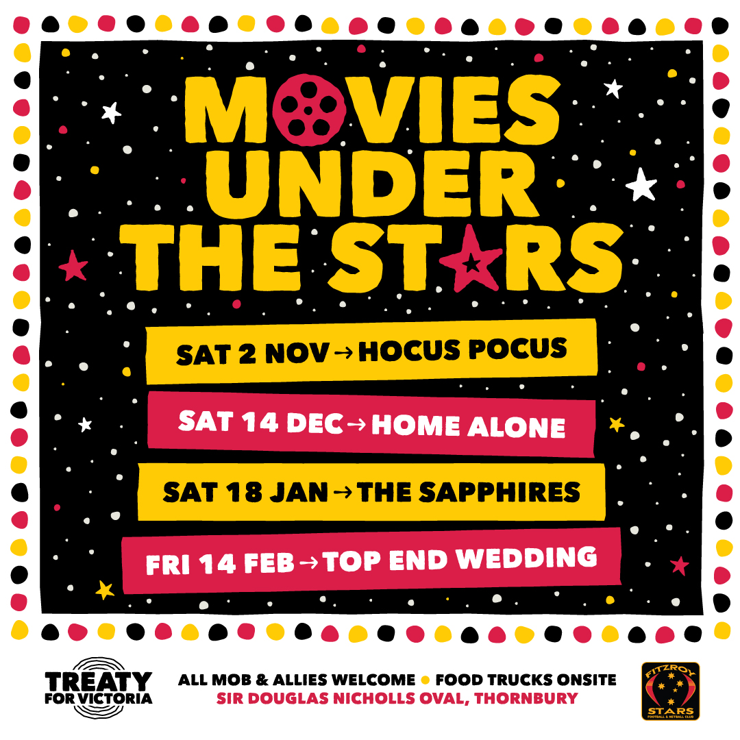 First Peoples' Assembly of Victoria (@firstpeoplesvic) on Twitter photo Grab your rug & bring the mob - Join us all summer long for Movies Under the Stars.
๐ฟ๐ฟ๐ฟ๐ฟ๐ฟ๐ฟ๐ฟ๐ฟ๐ฟ๐ฟ
First up: a spooky movie for Halloween! We're showing Hocus Pocus at our outdoor cinema on Saturday 2 November at Sir Douglas Nicholls Oval.
firstpeoplesvic.org/events/movies-โฆ Grab your rug & bring the mob - Join us all summer long for Movies Under the Stars.
๐ฟ๐ฟ๐ฟ๐ฟ๐ฟ๐ฟ๐ฟ๐ฟ๐ฟ๐ฟ
First up: a spooky movie for Halloween! We're showing Hocus Pocus at our outdoor cinema on Saturday 2 November at Sir Douglas Nicholls Oval.
firstpeoplesvic.org/events/movies-โฆ