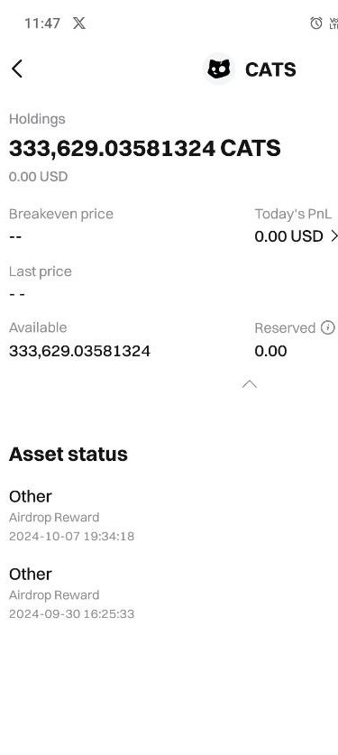 JxJibon440's tweet photo. #KuCoin and #Betget has officially completed the $CATS airdrop token distribution.
If you recently claimed your CATS airdrop,
your tokens have been successfully credited to your account.
Right Way To farm $ZAAR > Use #ZAAR
@ordzaar
@OdinSwap https://t.co/kIpY8Ngaie