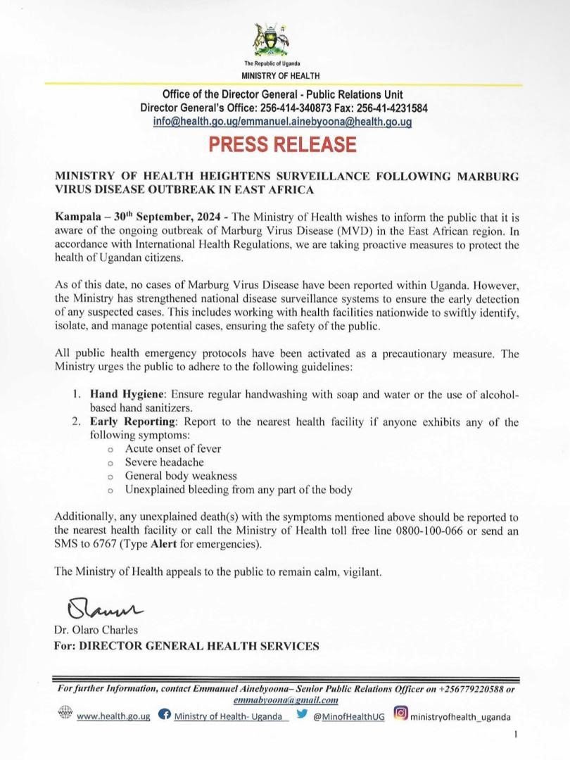 Association of Uganda Tour Operators (AUTO) (@ug_tour) on Twitter photo The <a href="/MinofHealthUG/">Ministry of Health- Uganda</a> is working hard to implement the appropriate medical infrastructure and sensitize the public to contain the spread of the Marburg Virus. Currently, there are no reported cases of the virus in Uganda.
Uganda is safe and open for tourism and travel. The <a href="/MinofHealthUG/">Ministry of Health- Uganda</a> is working hard to implement the appropriate medical infrastructure and sensitize the public to contain the spread of the Marburg Virus. Currently, there are no reported cases of the virus in Uganda.
Uganda is safe and open for tourism and travel.