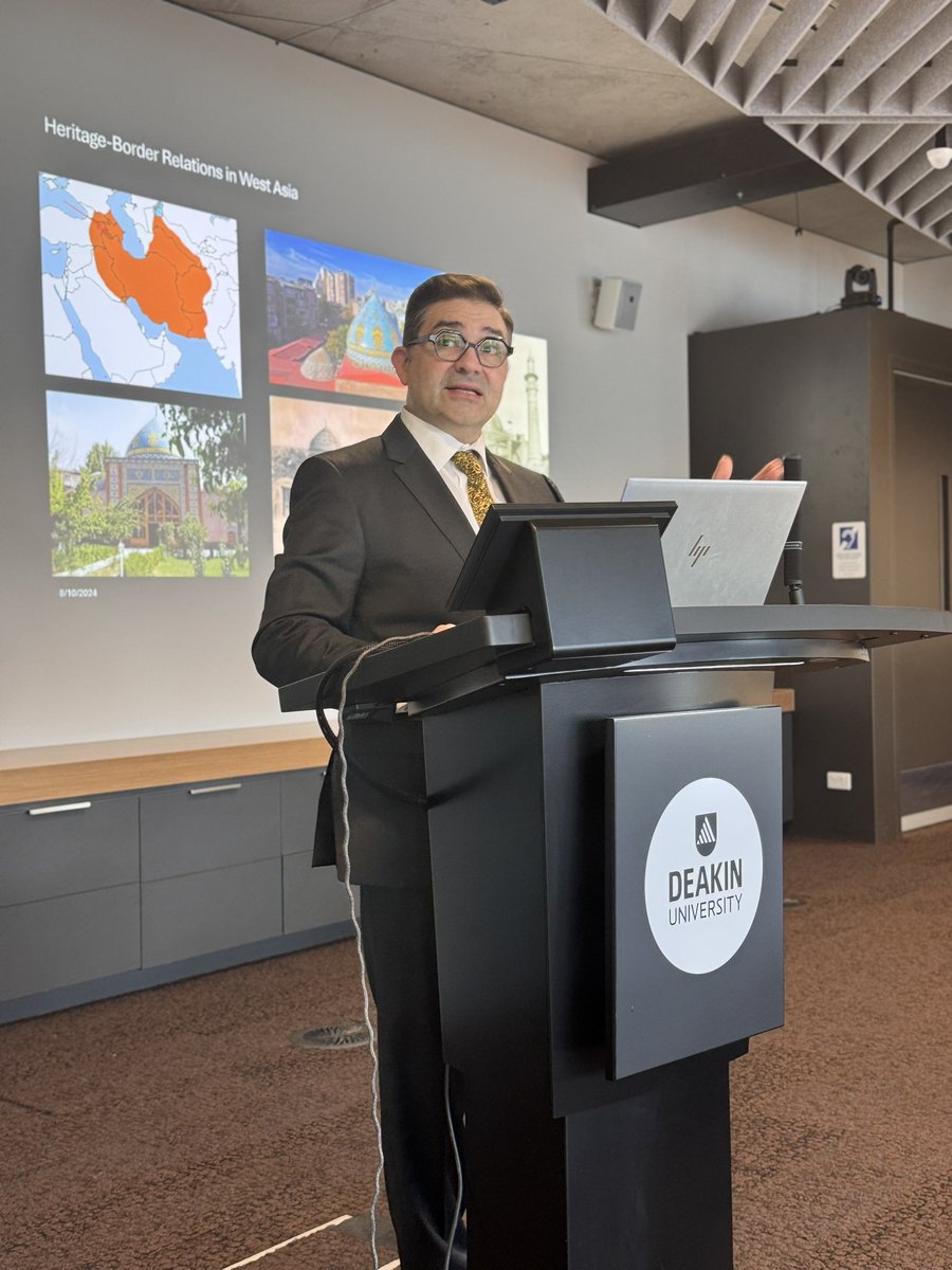 Shadi (@mrsshadisnape) on Twitter photo Dr. Ali Mozaffari shares case studies from West Asia to explore and illustrate the mutual relationship between
borders and heritage and their implications for the parties involved on the ground.
#MESF2024
@Deakin_ADI
<a href="/MESF_Deakin/">Middle East Studies Forum</a> Dr. Ali Mozaffari shares case studies from West Asia to explore and illustrate the mutual relationship between
borders and heritage and their implications for the parties involved on the ground.
#MESF2024
@Deakin_ADI
<a href="/MESF_Deakin/">Middle East Studies Forum</a>