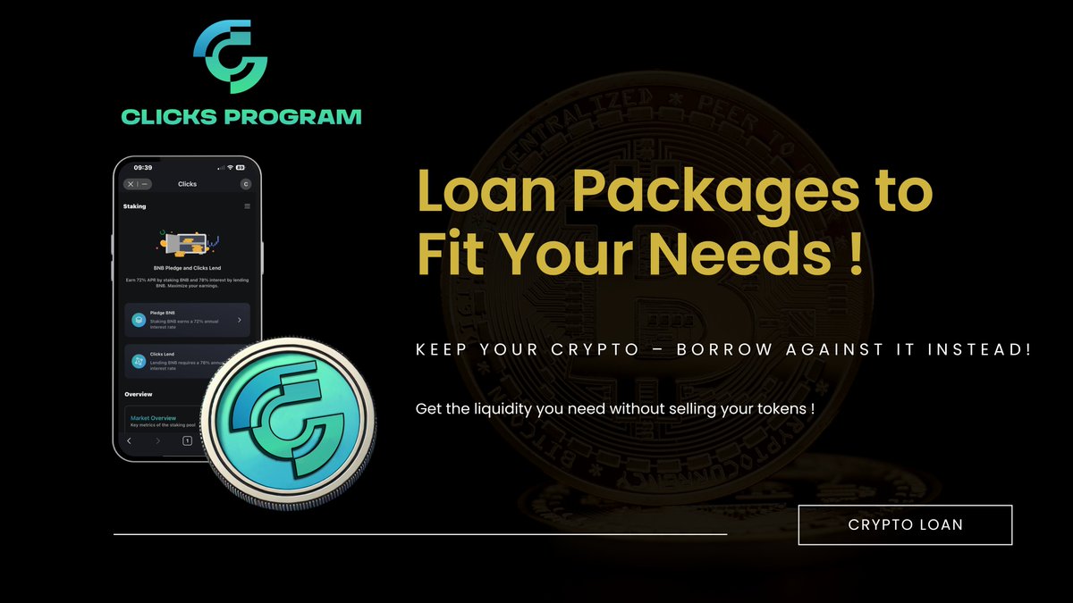 ClicksProgram's tweet image. 📊 Loan Packages to Fit Your Needs!

With Clicks Lend, choose from 60%, 70%, or 80% loan packages, each with a competitive interest rate. 

Get the liquidity you need without selling your tokens!

#ClicksProgram #CryptoLoans #DeFiLending #BNB #Clickstoken #Defi #Blockchain #Web3…