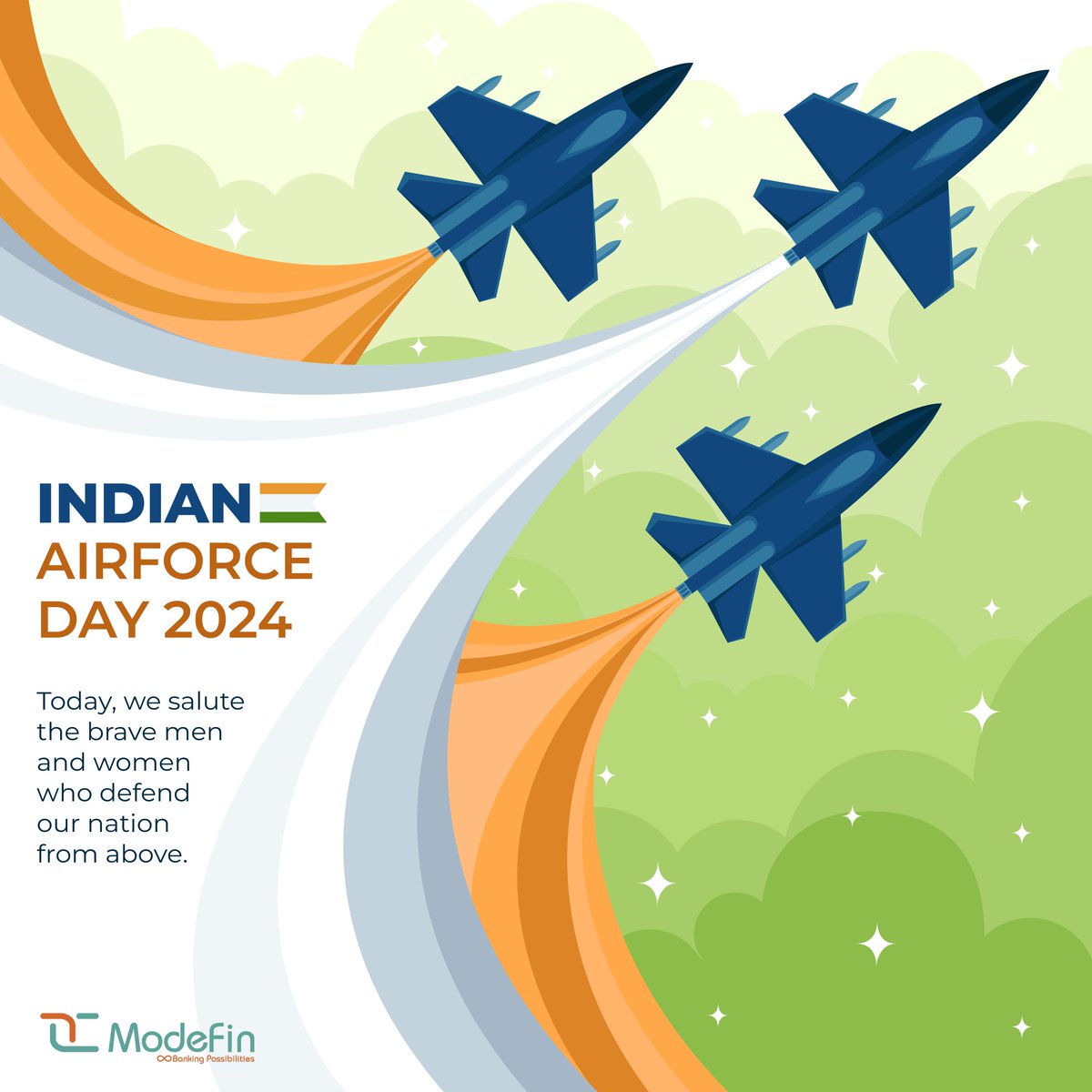 modefinserver's tweet image. Saluting the guardians of our skies! 🇮🇳✈️ Happy Indian Air Force Day to the brave men and women who protect our nation. 

#IndianAirForce #AirForceDay #Modefin