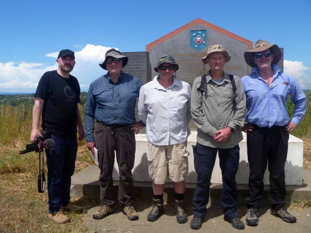A cabal of WW2 history nuts on Edson's Ridge. JD (History Underground), PB (Hell's Battlefield), Lt Col James (Principles of War pod), Dave the Marine (Mr Guadalcanal) and Dr Pete (Kokoda Myths man).