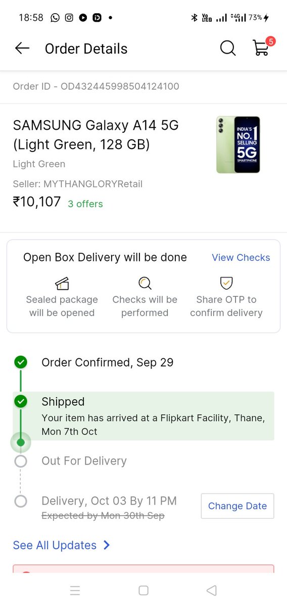 ragibsaba12345's tweet photo. @flipkartsupport  Now I got a call from customer care, they are asking me to cancel the order and place a new order but now the price of the phone is 2k rupees more in this I am in loss And my order is in the Thane hub which is 10 min away from my house then why is he not delvr? https://t.co/WVjVAzR0hp