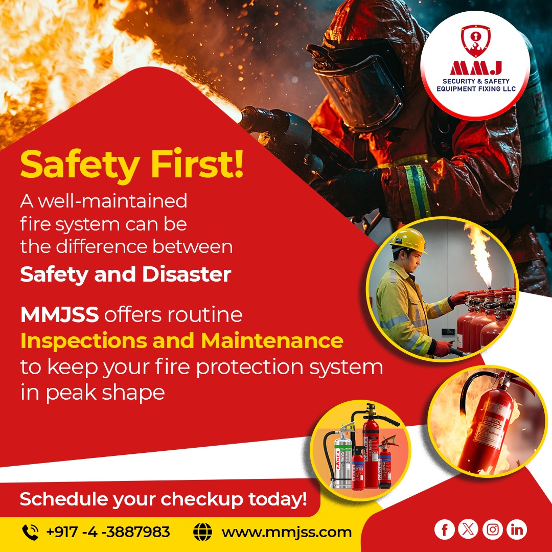 MMJSS2's tweet image. Safety First! 🔥
A well-maintained #fireprotectionsystem can be the key to preventing #disaster.
At #MMJSS, we offer routine inspections and maintenance to ensure your system is always ready when it matters most.
mmjss.com
+971-4-3887983
 info@mmjss.ae
#Dubai #UAE