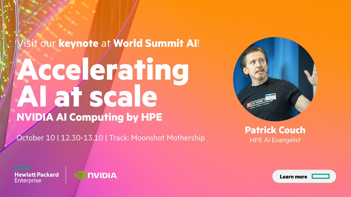 HPE_NL's tweet photo. Fast-track your generative AI journey with HPE &amp; NVIDIA!

Join us at #WorldSummitAI, where Patrick Couch will unveil how our hybrid AI platform can supercharge your AI initiatives at scale. Welcome to the era of NVIDIA AI Computing by HPE! 👉 https://t.co/UsLrCnTuBS https://t.co/ojqn7Fy488