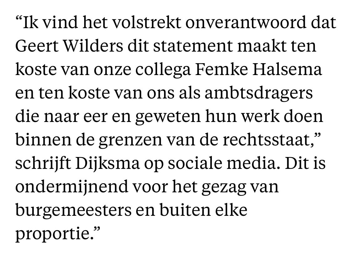 Sharon Dijksma, voorzitter VNG: kabinet, neem afstand van de woorden van Wilders over Halsema. parool.nl/amsterdam/vng-…