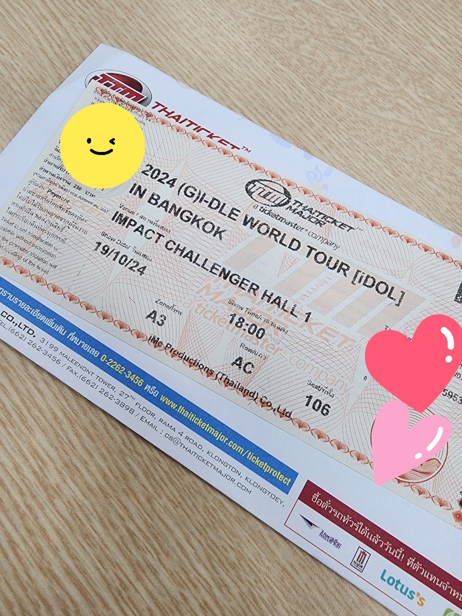 LynkZpac's tweet photo. WTS / ขายบัตรค่า 

VIP A3 ticket
On-site transaction OK
Price ปล่อย 5,500 (negotiable)
My friend could not come 😭

#2024_GIDLE_WORLDTOURinBKK 
#ตลาดนัดไอเดิล #ตลาดนัดgidle https://t.co/tcTP6oRpGD