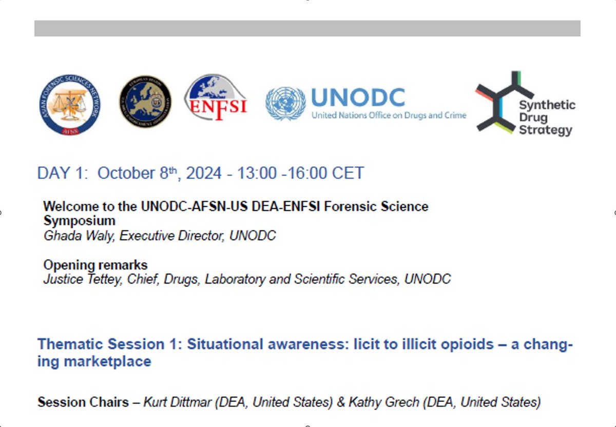 Day 1️⃣ of the symposium covers Situational awareness: Licit to illicit opioids – a changing marketplace. Topics include the US synthetic opioid crisis, toxicology testing, trends in Europe, and an overview of novel non-fentanyl opioids like nitazenes in Estonia. Stay tuned!