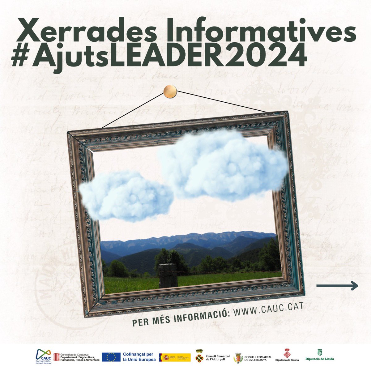 LeaderCAUC's tweet photo. Avui i demà a les 19.00h xerrades informatives ajuts Leader 2024 a #AltUrgell i #Cerdanya. Per a més info: https://t.co/DkTocGouHy https://t.co/tMab4F1XTQ