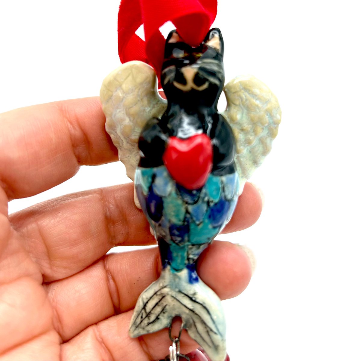 ZenCatPottery's tweet image. Mermaid Angel Cat etsy.com/listing/180651… #mermaidornament #angelornament #catornament #catlove #angellove #purrmaid #mercat