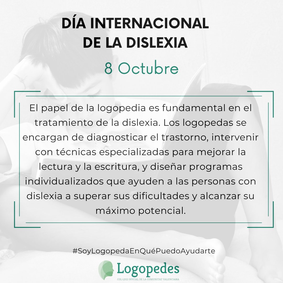 📚Hoy es el Día Internacional de la Dislexia. Desde <a href="/ColLogopedasCV/">Col·legi LogopedesCV</a> queremos recordar que la dislexia no es una barrera, sino un reto que, con apoyo, ¡se puede superar!
La detección temprana y la intervención logopédica son clave para el éxito educativo. 💪
#Dislexia #Inclusión
