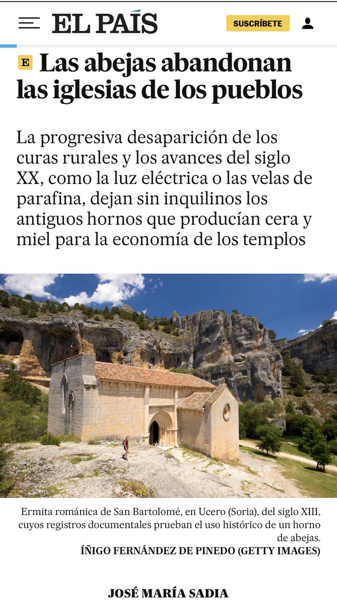 ¿Qué función tenían las colmenas en las iglesias rurales? Lo cuento hoy en <a href="/elpais_espana/">EL PAÍS España</a> 

👉 elpais.com/cultura/2024-1…

<a href="/RomanicoDigital/">Románico Digital</a> 
<a href="/RomanicoEspana/">Románico en España</a> 
<a href="/RomanicCatala/">Romànic Català</a> 
<a href="/LaHuellaRomnica/">La Huella Románica</a> 
<a href="/cylromanica/">Castilla y León Románica</a> 
<a href="/BurebaRomanica/">BUREBA ROMANICA</a> 
<a href="/romanicoporaqui/">Románico por aquí</a> 
<a href="/patrimoniocyl/">Federación por el Patrimonio de Castilla y León</a> 
<a href="/ACDPatrimonio/">Ciudadanos por la Defensa del Patrimonio SALAMANCA</a>