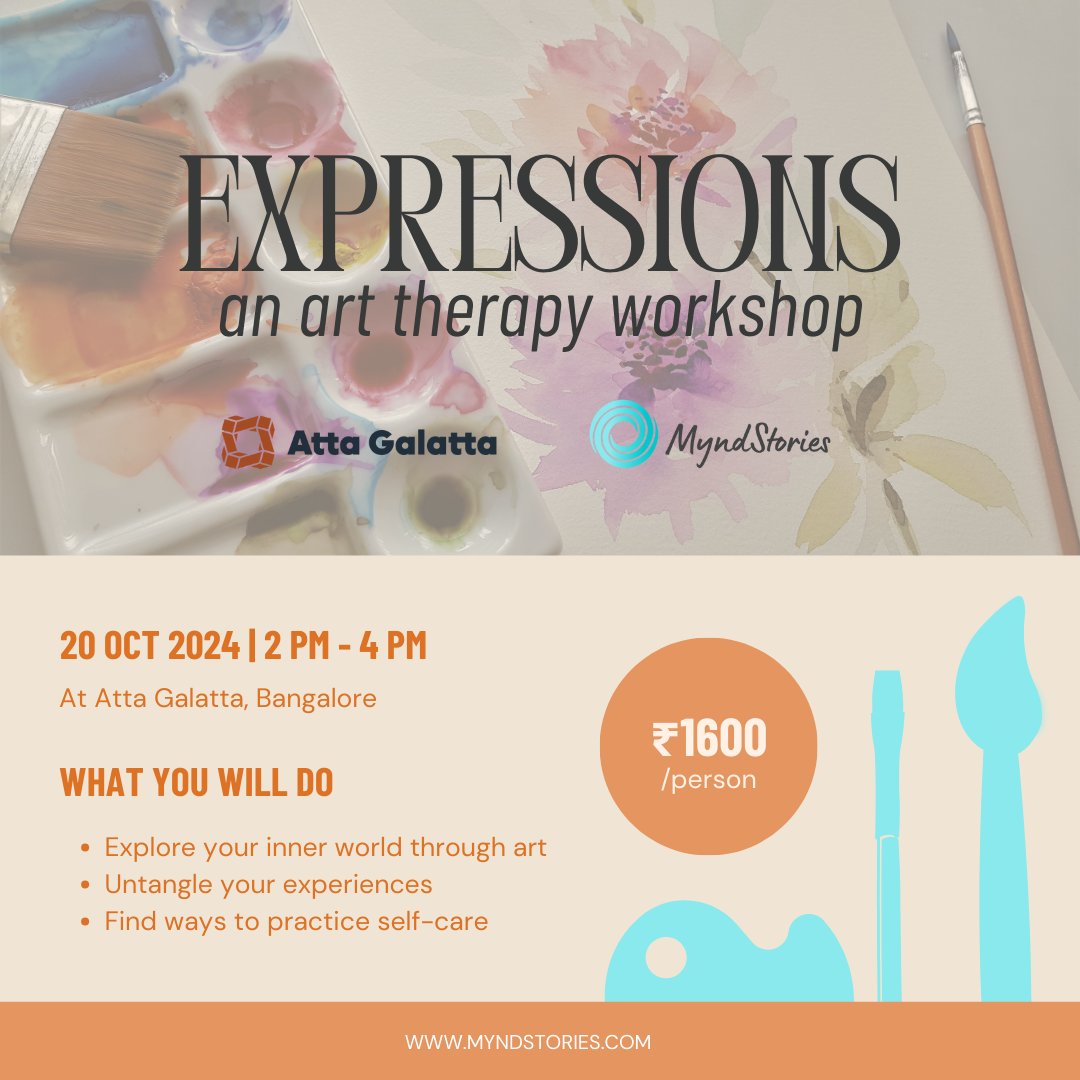 Want to explore your emotions in a safe space?
Come, join Vimala MV as she helps you untangle your experiences and create meaningful art🎨
tinyurl.com/msvrppsc

#thingstodoinbangalore #ArtTherapy #ArtWithPurpose #MentalHealthMatters