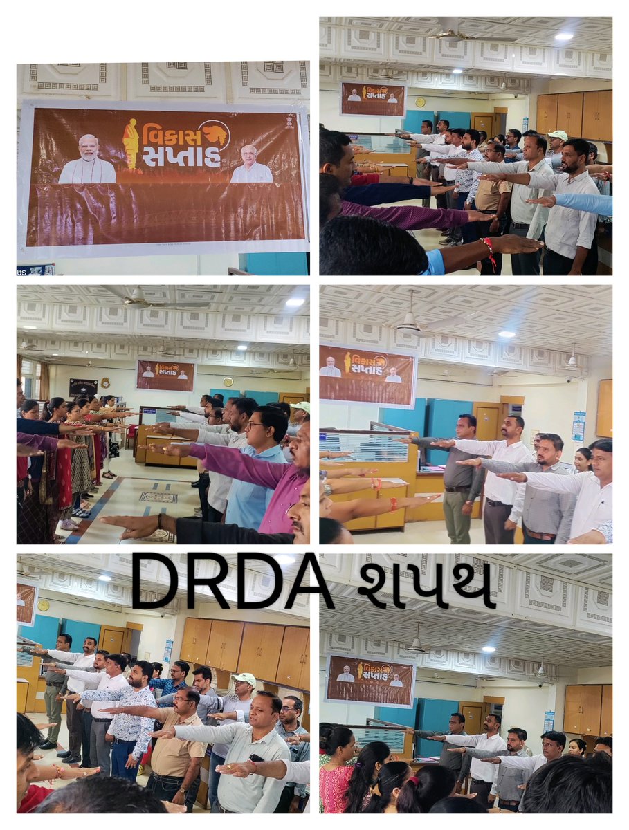DrdaSabarkantha's tweet image. રાજ્ય સરકાર દ્વારા 7 ઓક્ટોબરથી 15 ઓક્ટોબર સુધી &apos;વિકાસ સપ્તાહ 2024&apos; ભવ્ય રીતે ઉજવશે!
આ અવસરે જિલ્લા ગ્રામ વિકાસ સાબરકાંઠા ખાતે તમામ અધિકારીશ્રી તથા કર્મચારીશ્રી દ્વારા  &quot;ભારત વિકાસ પ્રતિજ્ઞા&quot; લેવામાં આવી. 
#23YearsOfSeva #vikaspath